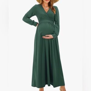 Fall Maternity Maxi Dress w/ pockets Large